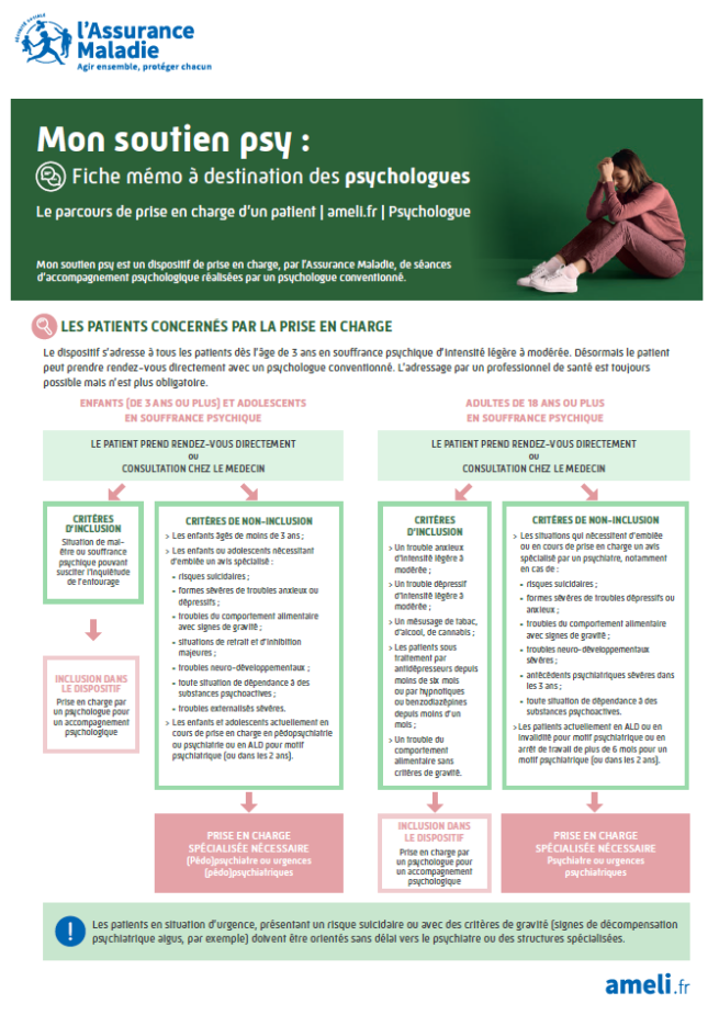 Mémo psychologue Mon soutien Psy