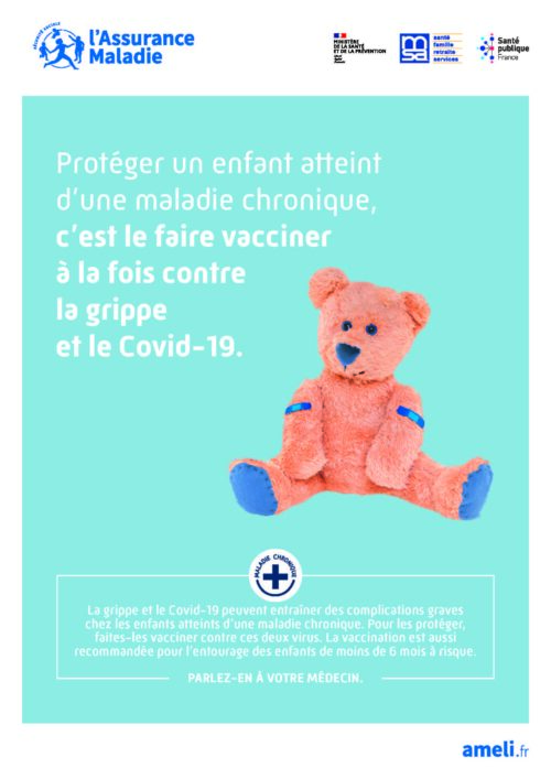 Affiche 2023 - Vaccination grippe/ Covid enfant - Maladie chronique