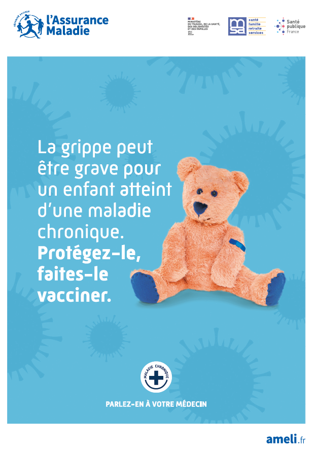 Affiche 2025 - Vaccination grippe enfant - Maladie chronique