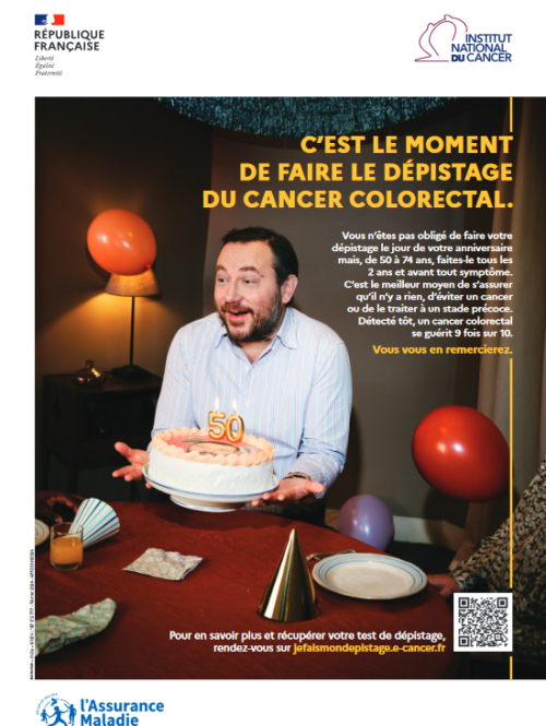 Affiche dépistage du cancer colorectal (homme)