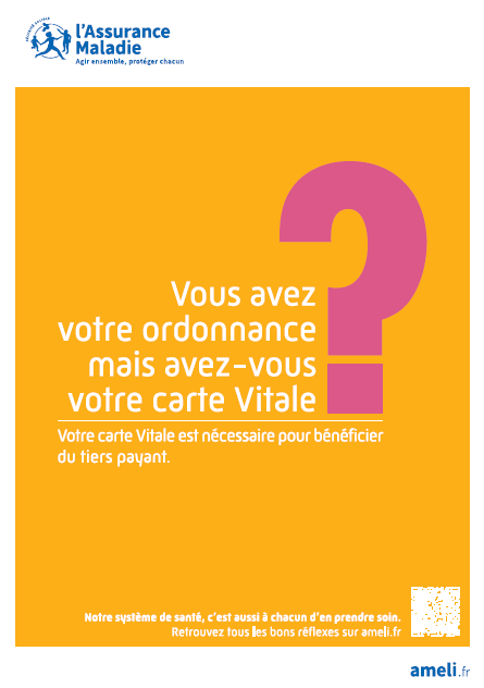 Affiche Pharmacie Tiers payant contre Carte Vitale